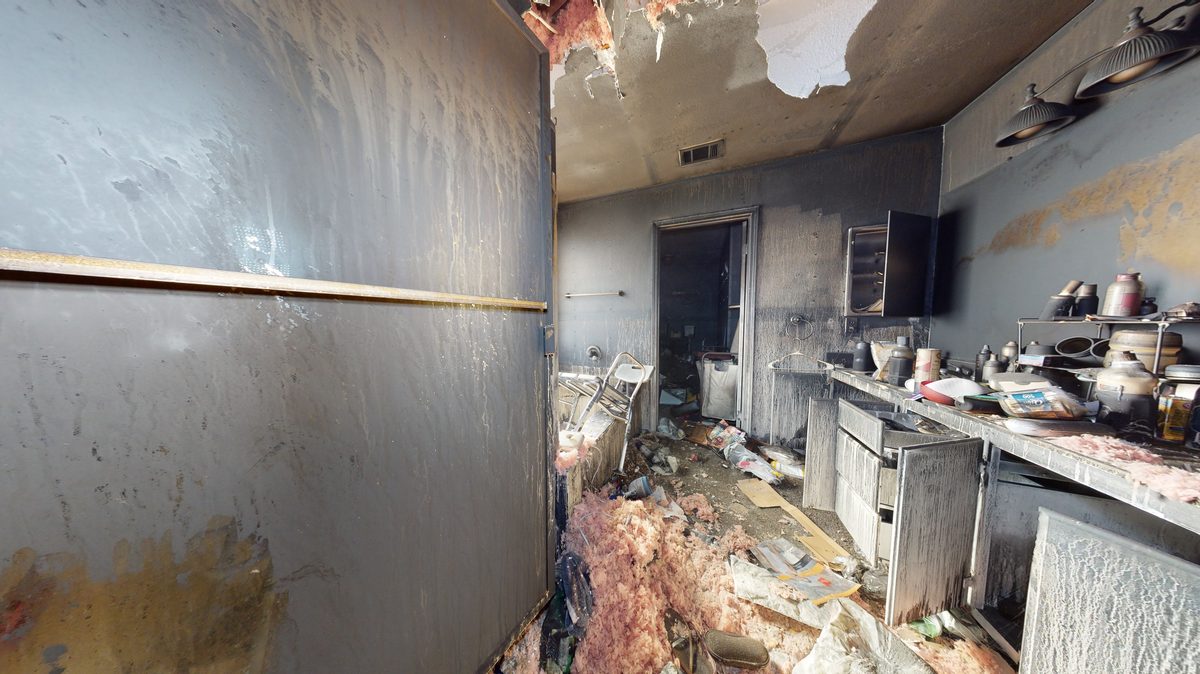 Hower bathroom after fire restoration